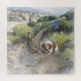 Bretagne Spaniel jacht chukar patrijs, Art Legpuzzel