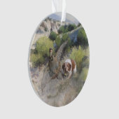 Bretagne Spaniel jacht chukar patrijs, Art Ornament (voorkant)