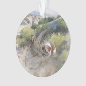 Bretagne Spaniel jacht chukar patrijs, Art Ornament (voorkant)