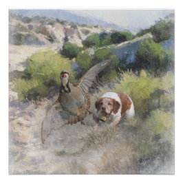 Bretagne Spaniel jacht chukar patrijs, Art Perfect Poster