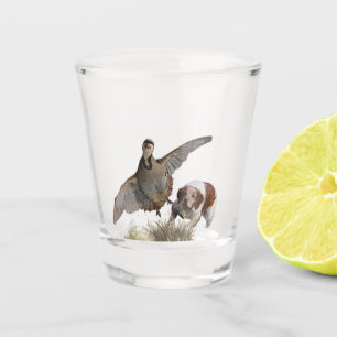 Bretagne Spaniel jacht chukar patrijs, Art Shot Glas