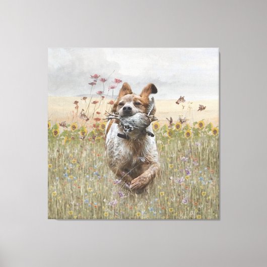 Bretagne Spaniel jachtkwartel, art Canvas Afdruk (Voorkant)
