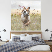 Bretagne Spaniel jachtkwartel, art Canvas Afdruk (Insitu (Slaapkamer))