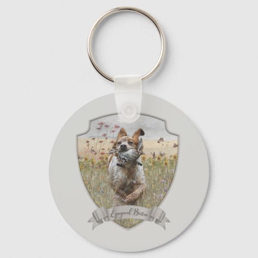 Bretagne Spaniel jachtkwartel, art Sleutelhanger (Voorkant)