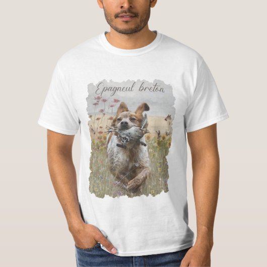 Bretagne Spaniel jachtkwartel, art T-shirt (Voorkant)