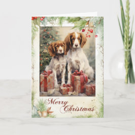  Bretagne Spaniel Kerst Feestdagen Kaart