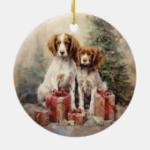 Bretagne Spaniel Kerst Keramisch Ornament (Achterkant)