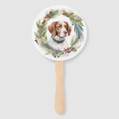 Bretagne Spaniel Kerstkrans Feestelijke Pup Handwaaier (Achterkant)