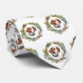 Bretagne Spaniel Kerstkrans Feestelijke Pup Stropdas (Opgerold)
