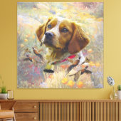 Bretagne Spaniël Kunst, fazant jacht Canvas Afdruk (Insitu (Woonkamer))