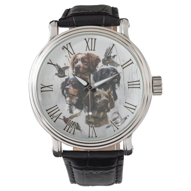 Bretagne Spaniel Kunst, Horloge (Voorkant)