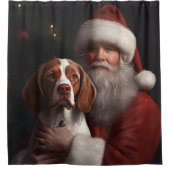 Bretagne Spaniël Met Kerstmis Douchegordijn (Voorkant)