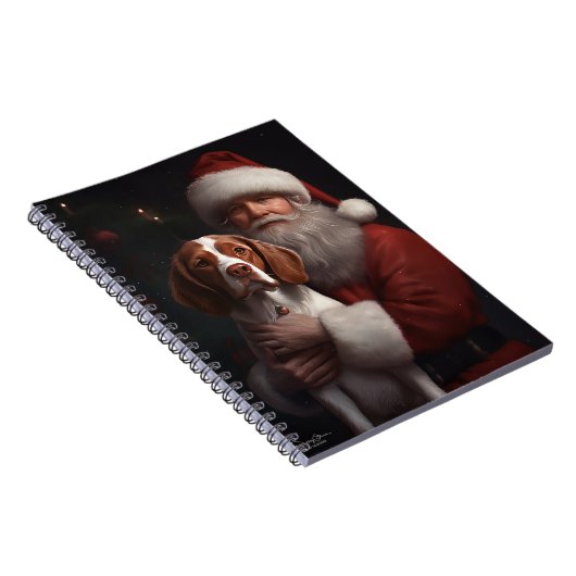 Bretagne Spaniël Met Kerstmis Notitieboek (Rechterzijde)