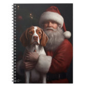 Bretagne Spaniël Met Kerstmis Notitieboek (Voorkant)