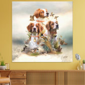 Bretagne Spaniel, Passie voor vogels Canvas Afdruk (Insitu (Woonkamer))