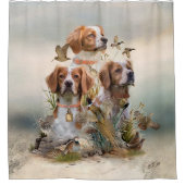 Bretagne Spaniel, Passie voor vogels Douchegordijn (Voorkant)