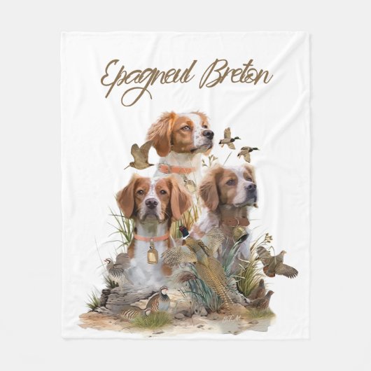 Bretagne Spaniel, Passie voor vogels Fleece Deken (Voorkant)