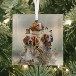 Bretagne Spaniel, Passie voor vogels Glas Ornament
