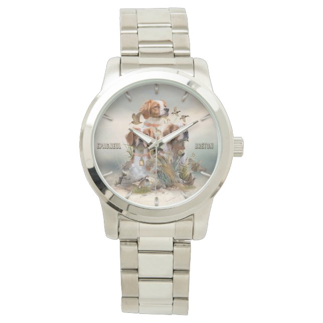 Bretagne Spaniel, Passie voor vogels Horloge (Voorkant)