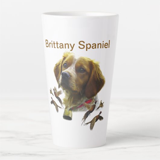Bretagne Spaniel, Passie voor vogels Latte Mok (Voorkant)