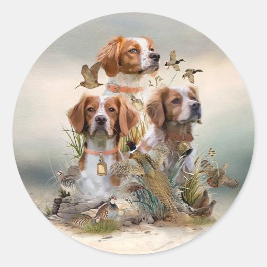 Bretagne Spaniel, Passie voor vogels Ronde Sticker (Voorkant)