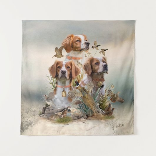 Bretagne Spaniel, Passie voor vogels Wandkleed (Voorkant)