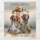 Bretagne Spaniel, Passie voor vogels Wijn Etiket (Enkel label)
