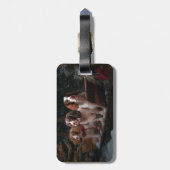 Bretagne Spaniel Sneeuwslee Kerstdecoratie Bagagelabel (Achterkant verticaal)