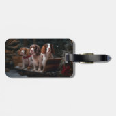 Bretagne Spaniel Sneeuwslee Kerstdecoratie Bagagelabel (Achterkant horizontaal)