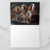 Bretagne Spaniel Sneeuwslee Kerstdecoratie Kaart (Binnen)