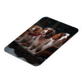 Bretagne Spaniel Sneeuwslee Kerstdecoratie Magneet (Linkerzijde)