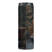 Bretagne Spaniel Sneeuwslee Kerstdecoratie Thermosbeker (Achterkant)