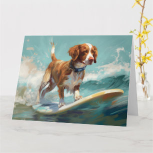 Bretagne Spaniel Strand Surfen Schilderij Kaart