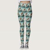Bretagne Spaniel Strand Surfen Schilderij Leggings (Voorkant)
