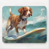 Bretagne Spaniel Strand Surfen Schilderij Muismat (Voorkant)