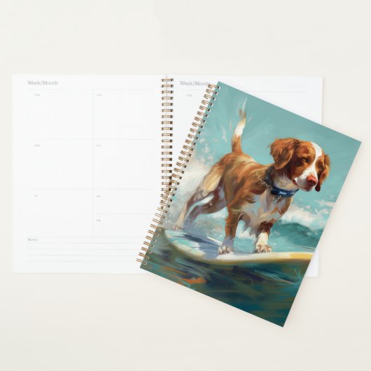 Bretagne Spaniel Strand Surfen Schilderij Planner (Display)