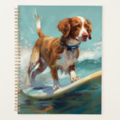 Bretagne Spaniel Strand Surfen Schilderij Planner (Voorkant)