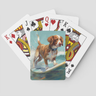 Bretagne Spaniel Strand Surfen Schilderij Pokerkaarten