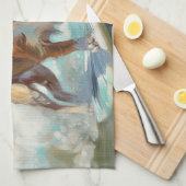 Bretagne Spaniel Strand Surfen Schilderij Theedoek (Quarter Fold)