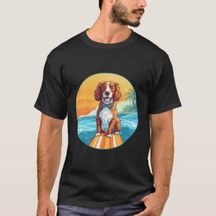 Bretagne Spaniel Surfen Grappige Hond Strand T-shirt