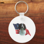 Bretagne Spaniel Vlag Sleutelhanger (Voorkant)