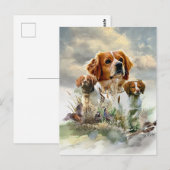 Bretagne Spaniels, Frans Bretagne, Vogelhond Briefkaart (Voorkant / Achterkant)