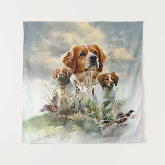 Bretagne Spaniels, Frans Bretagne, Vogelhond Wandkleed (Voorkant)
