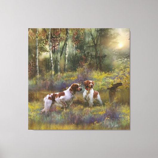 Bretagne Spaniels, Houtpik Jacht, Kunst Canvas Afdruk (Voorkant)