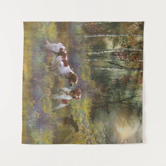 Bretagne Spaniels, Houtpik Jacht, Kunst Wandkleed (Voorkant (horizontaal))