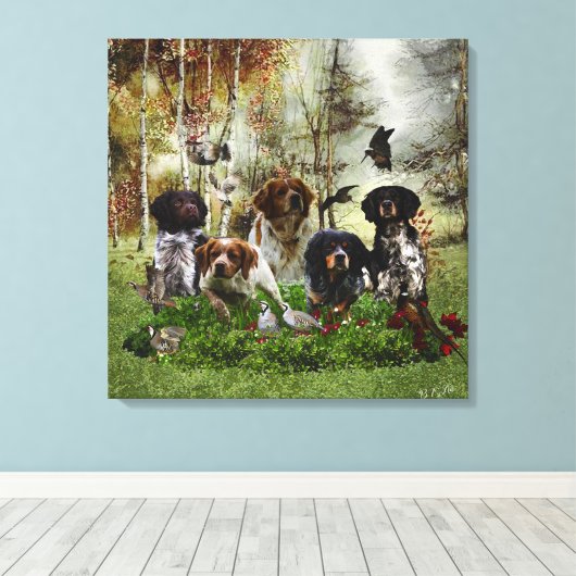 Bretagne Spanjaarden, vogeljacht Canvas Afdruk (Insitu (Houten vloer))