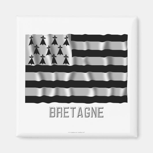Bretagne zwaaiende vlag met naam magneet (Voorkant)
