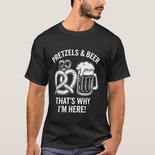 Bretels en Bier Daarom Ben Ik Hier T-shirt (Voorkant)