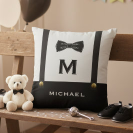 Bretels & vlinderdas naam monogram baby jongen  kussen