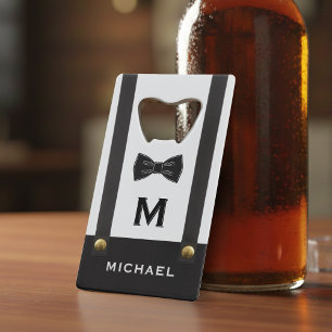 Bretels & Vlinderdas Naam Monogram Creditkaart Flessenopener